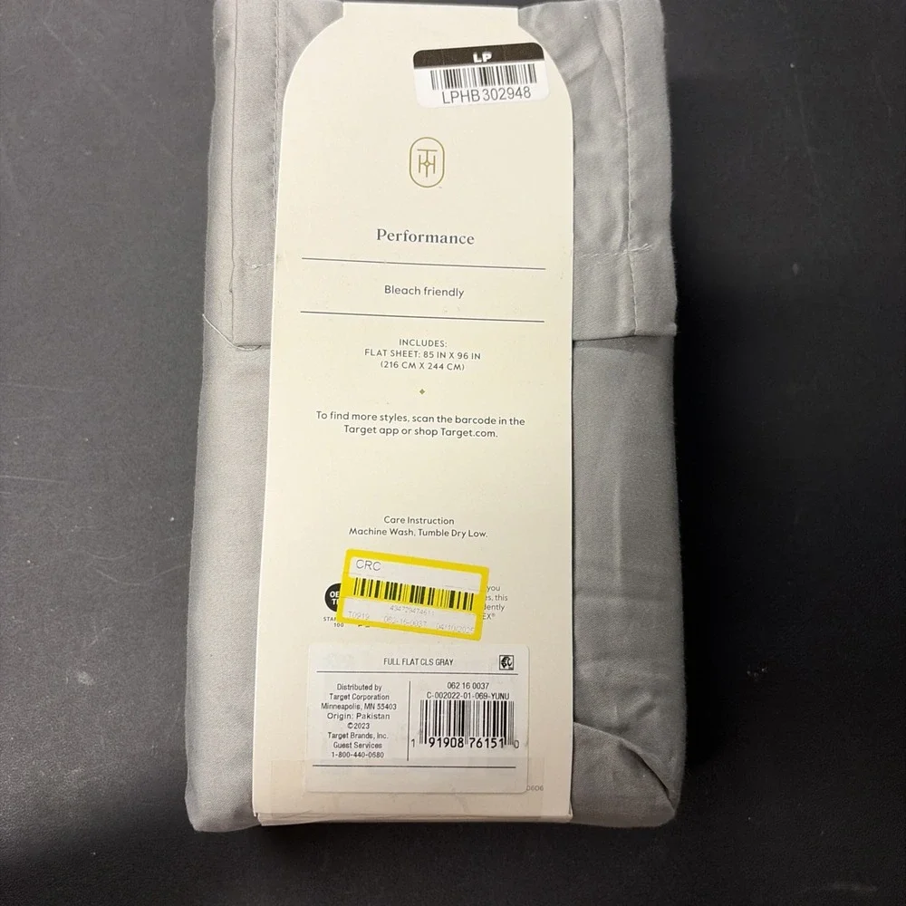 Full 400 Thread Count Performance Flat Sheet Gray - Threshold: Cotton 28336